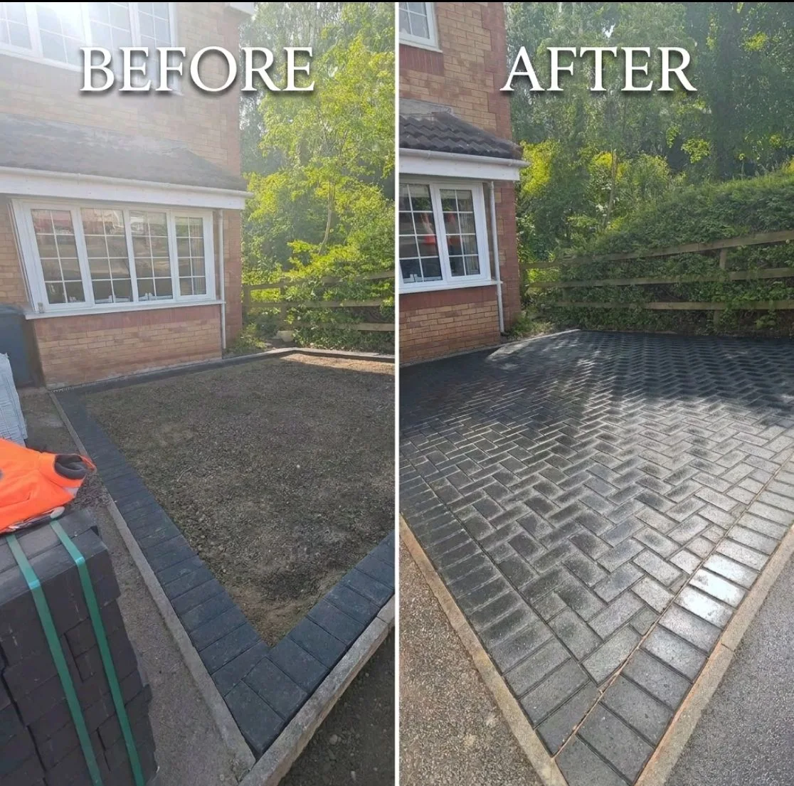 Before ➡️ After Professional block paving project completed successfully ✅